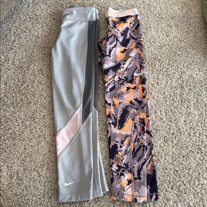 Girls Nike Light Gray and Soft Pink Active Leggings size medium